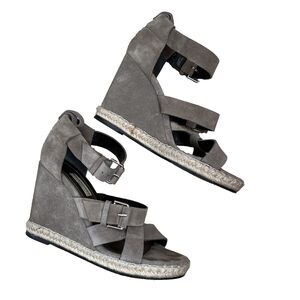 Balenciaga Women's 38 US 8 Gray Suede Leather Espadrille Wedges Spain Heels